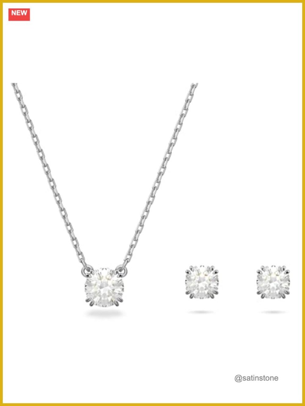 Swarovski Stilla Crystal Necklace Earrings Set Rhodium Plated